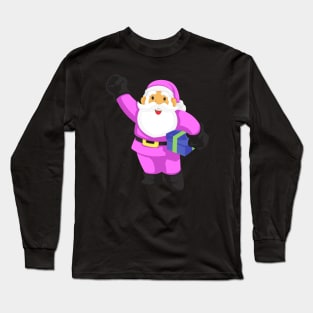 Retro Vintage Pink Santa Claus Long Sleeve T-Shirt